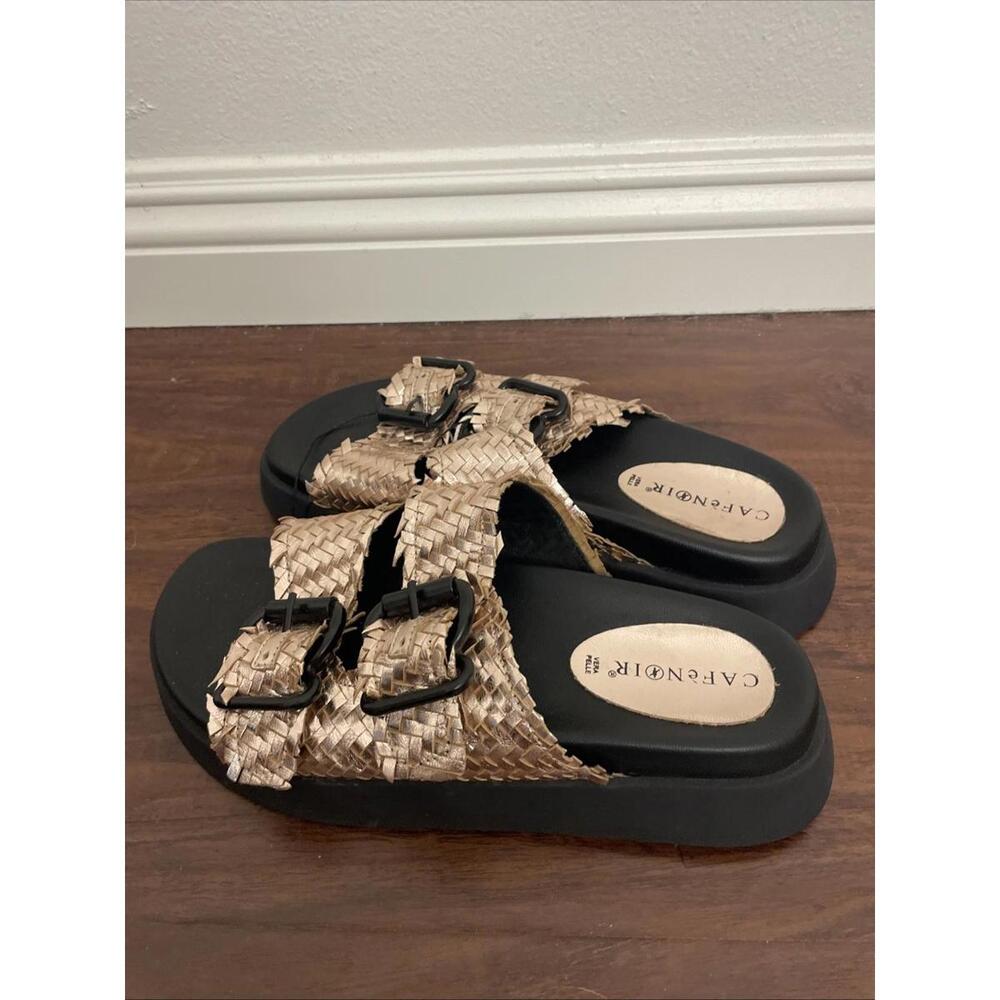 Italy Made CafeNoir  buckle woven flat Sandal size 39Euro New $176 msrp - Picture 5 of 9